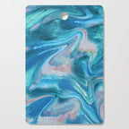 Gemstone [1]: a melted abstract watercolor design in blue pink and green by Alyssa Hamilton Art  Cutting Board Gallery Image 1