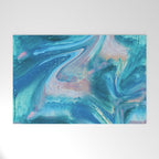 Gemstone [1]: a melted abstract watercolor design in blue pink and green by Alyssa Hamilton Art  Welcome Mat Gallery Image 1