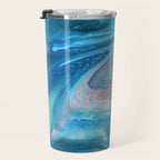 Gemstone [1]: a melted abstract watercolor design in blue pink and green by Alyssa Hamilton Art  Travel Mug Gallery Image 3
