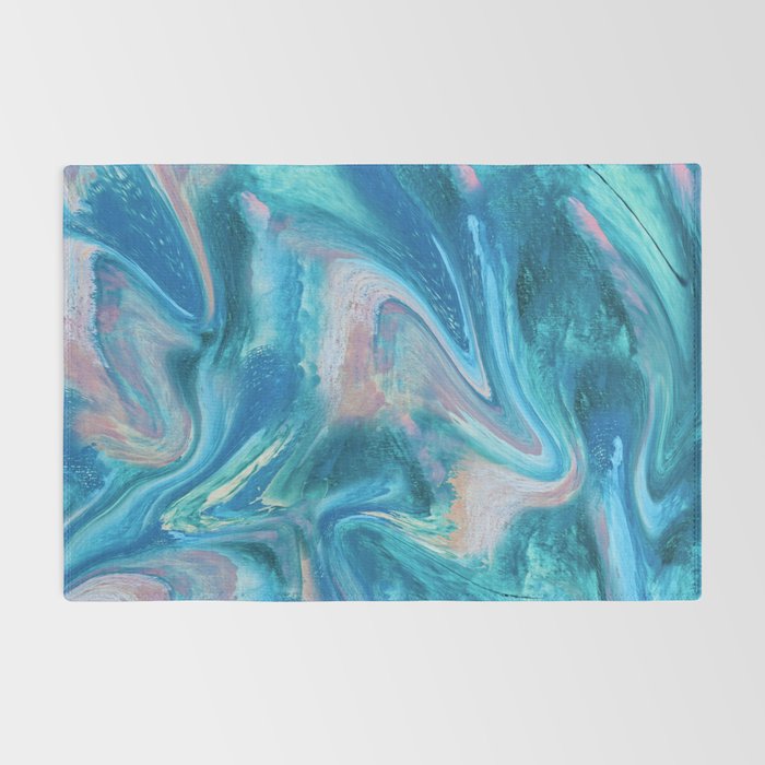 Gemstone [1]: a melted abstract watercolor design in blue pink and green by Alyssa Hamilton Art  Rug Gallery Image 2