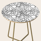 Black and white organic nature shape drawing pattern Side Table Gallery Image 2