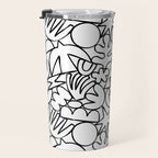 Black and white organic nature shape drawing pattern Travel Mug Gallery Image 3