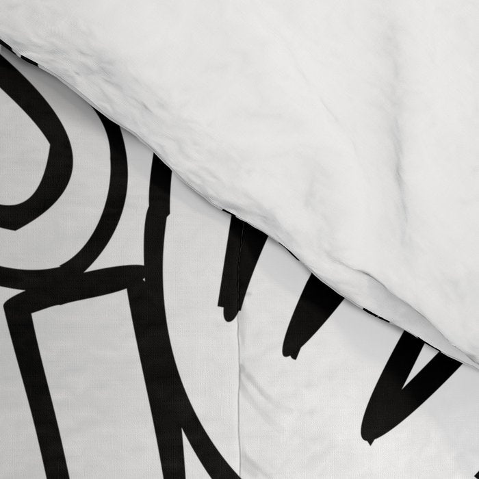 Black and white organic nature shape drawing pattern Comforter Gallery Image 4