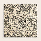 Black and white organic nature shape drawing pattern Wood Wall Art Gallery Image 1