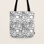 Black and white organic nature shape drawing pattern Tote Bag Gallery Image 1
