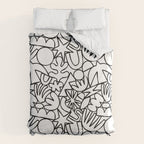 Black and white organic nature shape drawing pattern Duvet Cover Gallery Image 6