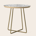Black and white organic nature shape drawing pattern Side Table Gallery Image 1