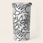 Black and white organic nature shape drawing pattern Travel Mug Gallery Image 2