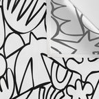 Black and white organic nature shape drawing pattern Wall Tapestry Gallery Image 3
