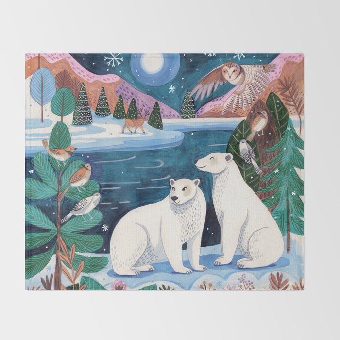 Creatures of the North Throw Blanket Gallery Image 2