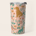 Folk Floral Dinosaurs in Pink Travel Mug Gallery Image 2