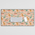 Folk Floral Dinosaurs in Pink Desk Mat Gallery Image 1