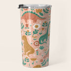 Folk Floral Dinosaurs in Pink Travel Mug Gallery Image 3