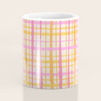 Retro Picnic Plaid Painted Stripe Pattern Pink Yellow Cream Coffee Mug Gallery Image 4