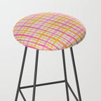 Retro Picnic Plaid Painted Stripe Pattern Pink Yellow Cream Stool Gallery Image 2