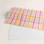 Retro Picnic Plaid Painted Stripe Pattern Pink Yellow Cream Wrapping Paper Gallery Image 2