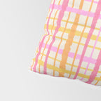 Retro Picnic Plaid Painted Stripe Pattern Pink Yellow Cream Pillow Sham Gallery Image 4