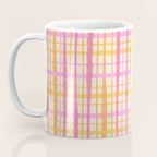 Retro Picnic Plaid Painted Stripe Pattern Pink Yellow Cream Coffee Mug Gallery Image 3