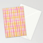 Retro Picnic Plaid Painted Stripe Pattern Pink Yellow Cream Stationery Card Gallery Image 2