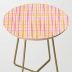 Retro Picnic Plaid Painted Stripe Pattern Pink Yellow Cream Side Table Gallery Image 2