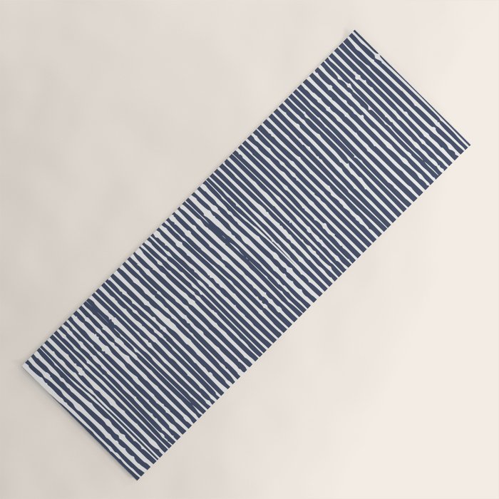 Abstract Stripes Pattern, Indigo, Navy Blue Yoga Mat Gallery Image 1