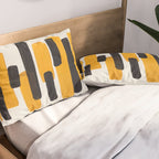 Mid Century Modern Abstract Painting Antique Yellow Black Bumble Bee Stripes Pillow Sham Gallery Image 2