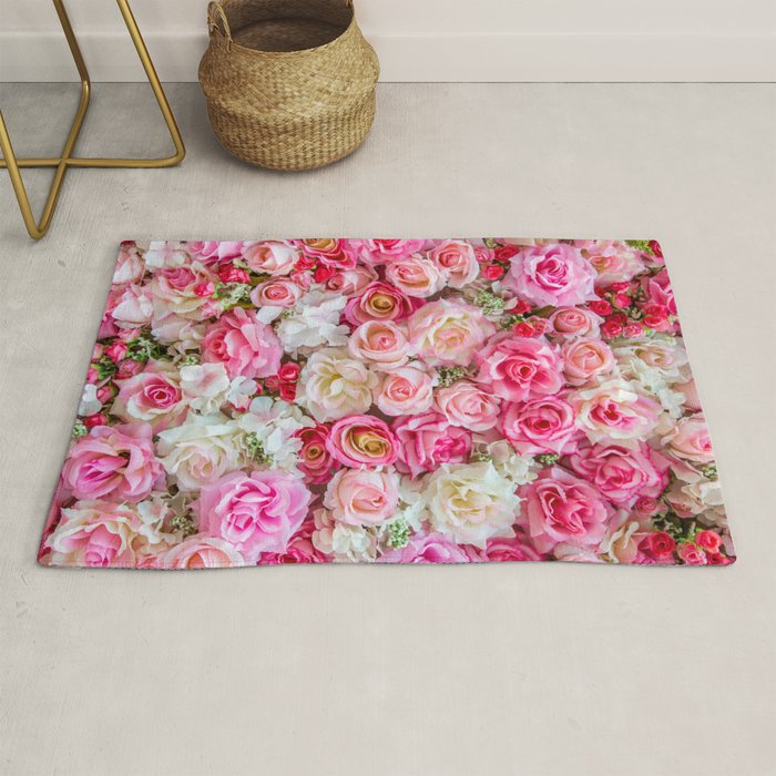 Pink & Red Roses Rug Gallery Image 1