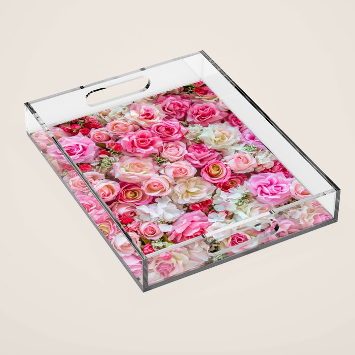 Pink & Red Roses Acrylic Tray Gallery Image 1