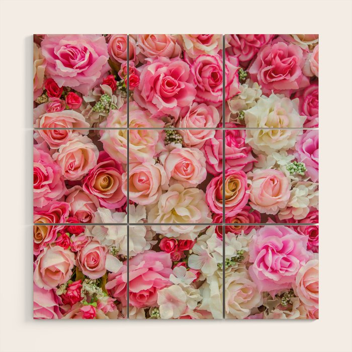 Pink & Red Roses Wood Wall Art Gallery Image 1