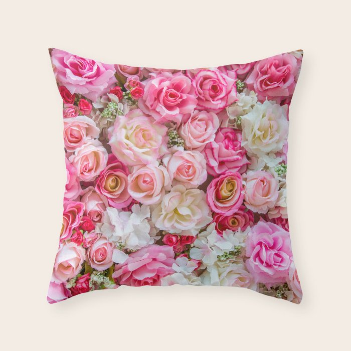Pink & Red Roses Throw Pillow Gallery Image 6