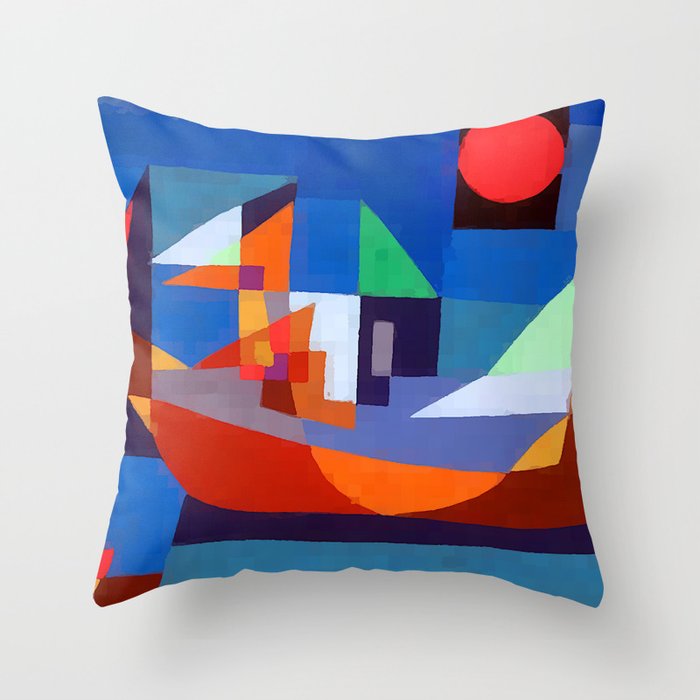 Paul Klee Boats at Rest Throw Pillow Gallery Image 6