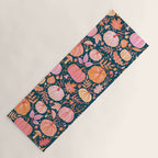 Pumpkin Confetti - Peach on Teal Yoga Mat Gallery Image 1