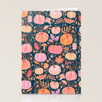 Pumpkin Confetti - Peach on Teal Stationery Card Gallery Image 2