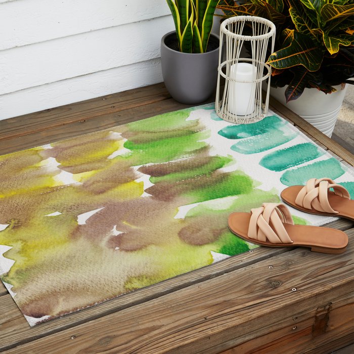 5  Watercolor November 2021 211130 Painting Valourine Original Design Color Bright Modern Contemporary  Outdoor Rug Gallery Image 2