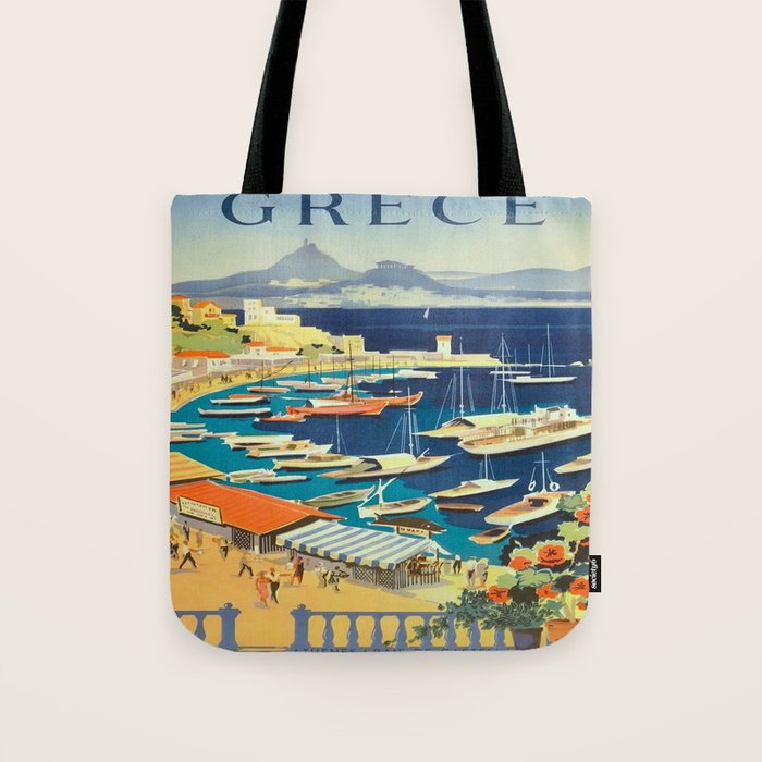 Greece Mid Century Travel Poster Tote Bag Gallery Image 1