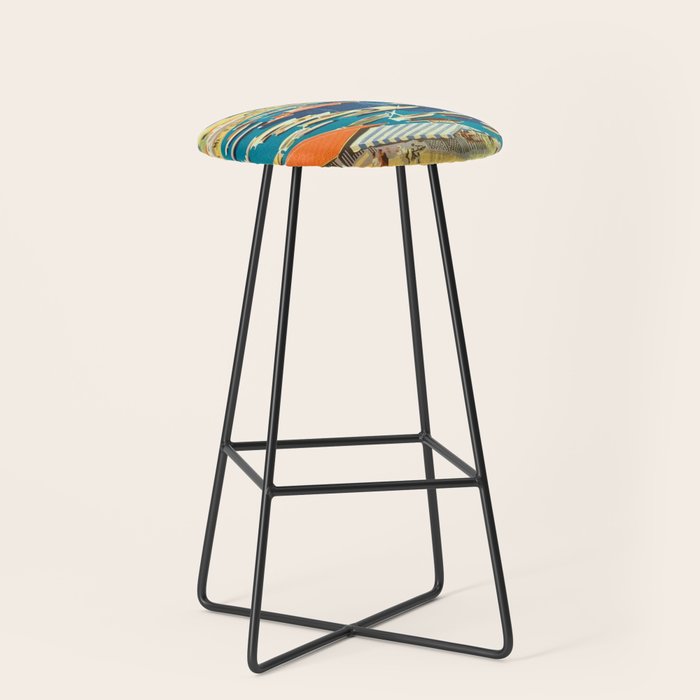 Greece Mid Century Travel Poster Stool Gallery Image 1