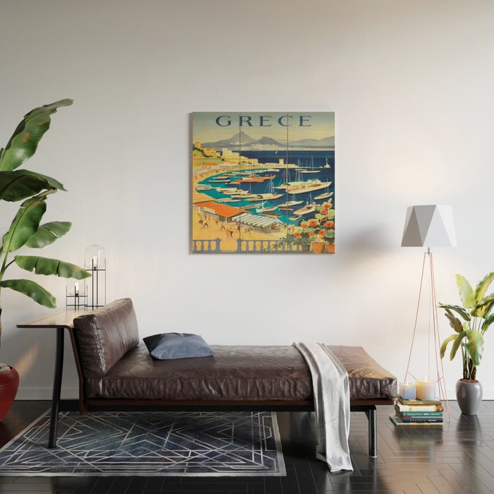 Greece Mid Century Travel Poster Wood Wall Art Gallery Image 2