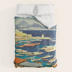 Greece Mid Century Travel Poster Comforter Gallery Image 6