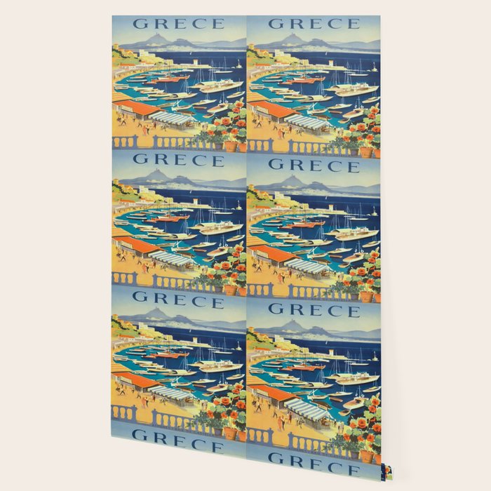 Greece Mid Century Travel Poster Wallpaper Gallery Image 2