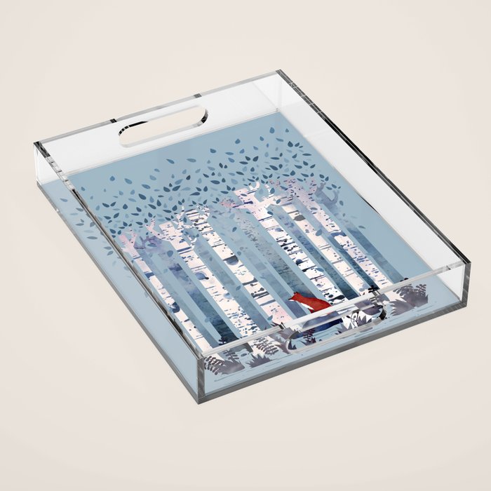 The Birches (in Blue) Acrylic Tray Gallery Image 1