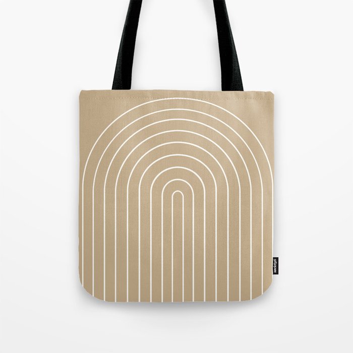 Minimal Arch LVI Neutral Tan Modern Geometric Lines Tote Bag Gallery Image 1