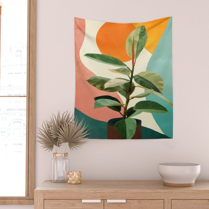 Colorful Ficus 1 Wall Tapestry Gallery Image 2