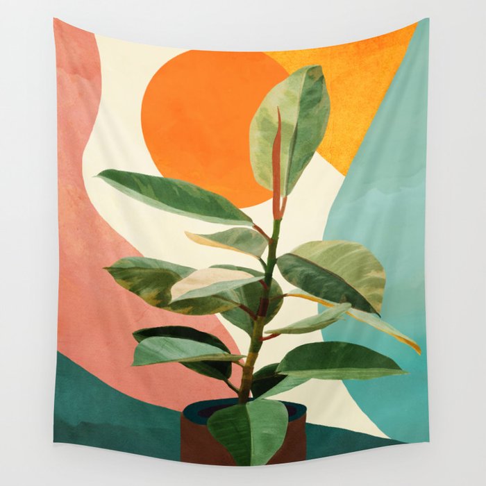 Colorful Ficus 1 Wall Tapestry Gallery Image 4