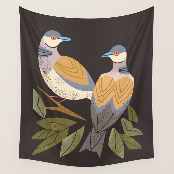 Two Turtle Doves Wall Tapestry Gallery Image 1
