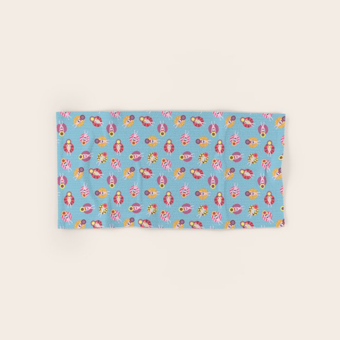 Floating in the Pool Pattern. Women on colorful floaties. Bath Towel Gallery Image 1