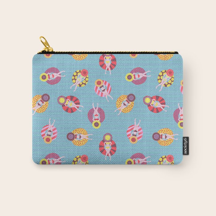Floating in the Pool Pattern. Women on colorful floaties. Carry All Pouch Gallery Image 1