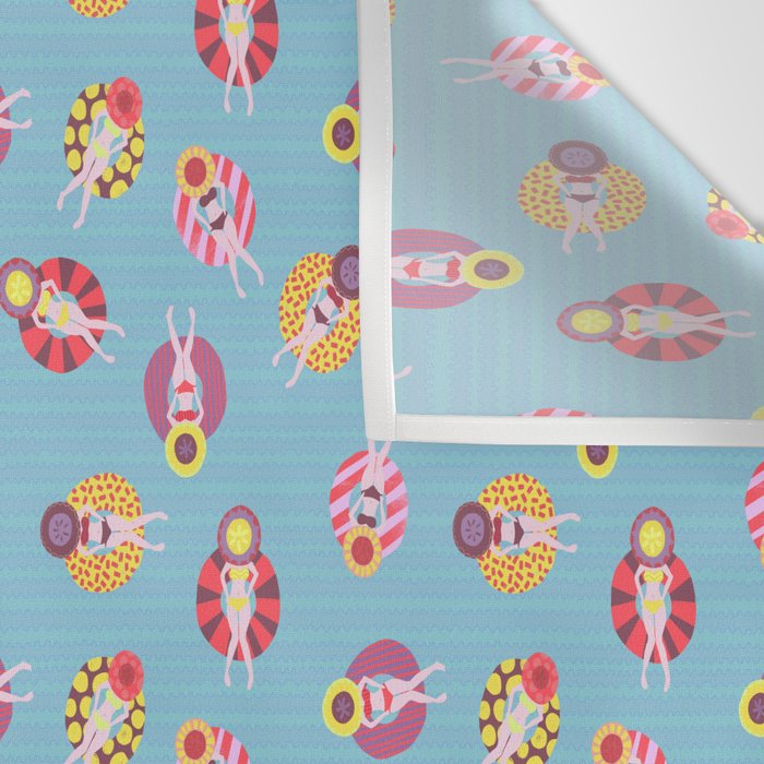 Floating in the Pool Pattern. Women on colorful floaties. Wall Tapestry Gallery Image 3