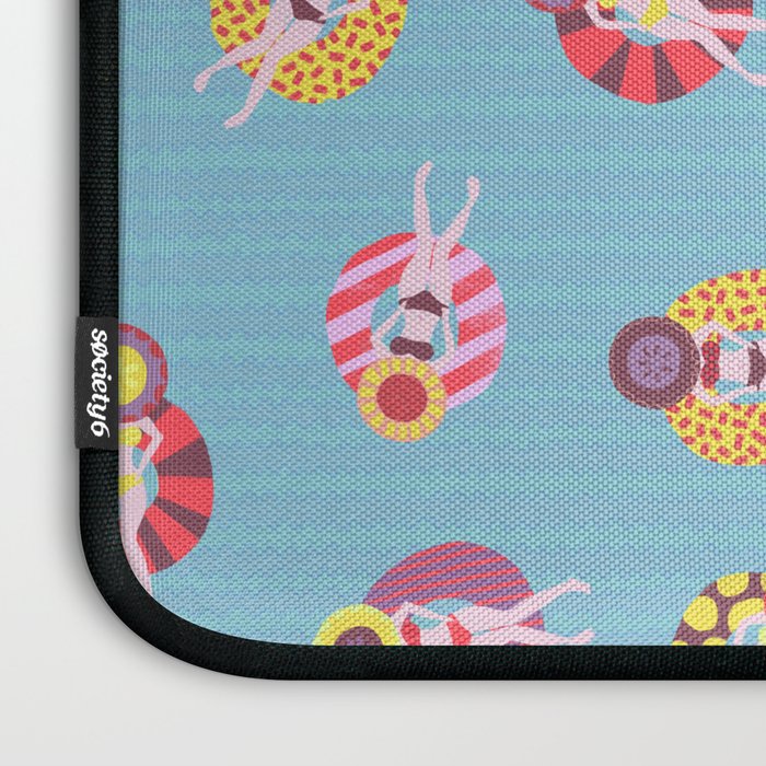 Floating in the Pool Pattern. Women on colorful floaties. Laptop Sleeve Gallery Image 3