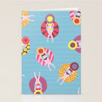 Floating in the Pool Pattern. Women on colorful floaties. Stationery Card Gallery Image 2