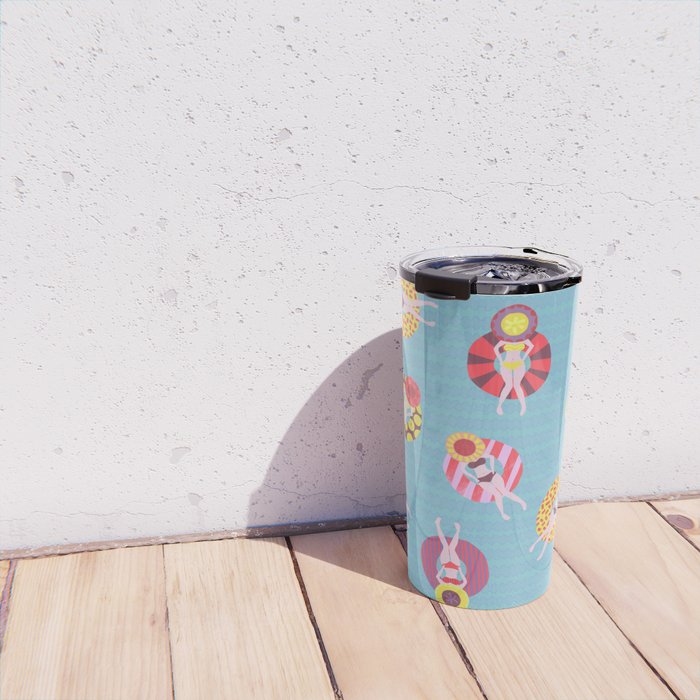 Floating in the Pool Pattern. Women on colorful floaties. Travel Mug Gallery Image 4